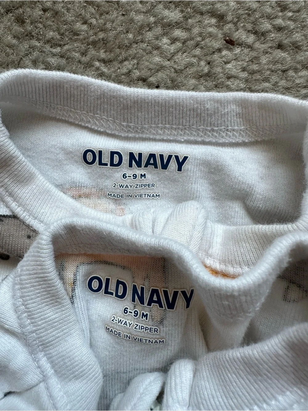 Old Navy lot of 8 footed two way zip closure sleeper footed pajamas 6-9 months